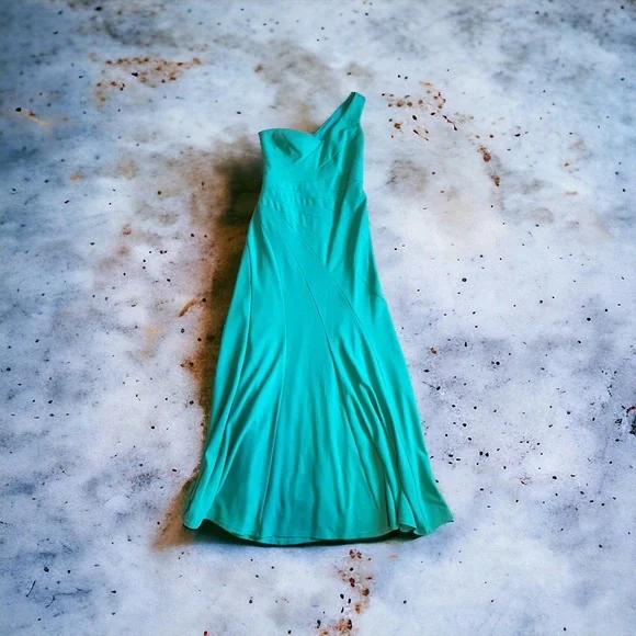 NWT Tadashi Shoji Geraldine one shoulder maxi dress Jasmine green gown - Picture 3 of 11